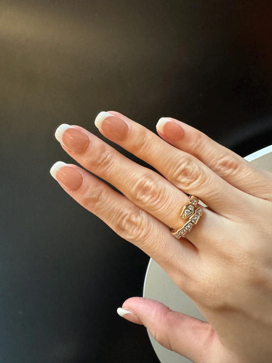 White French Tips Extra Short Coffin